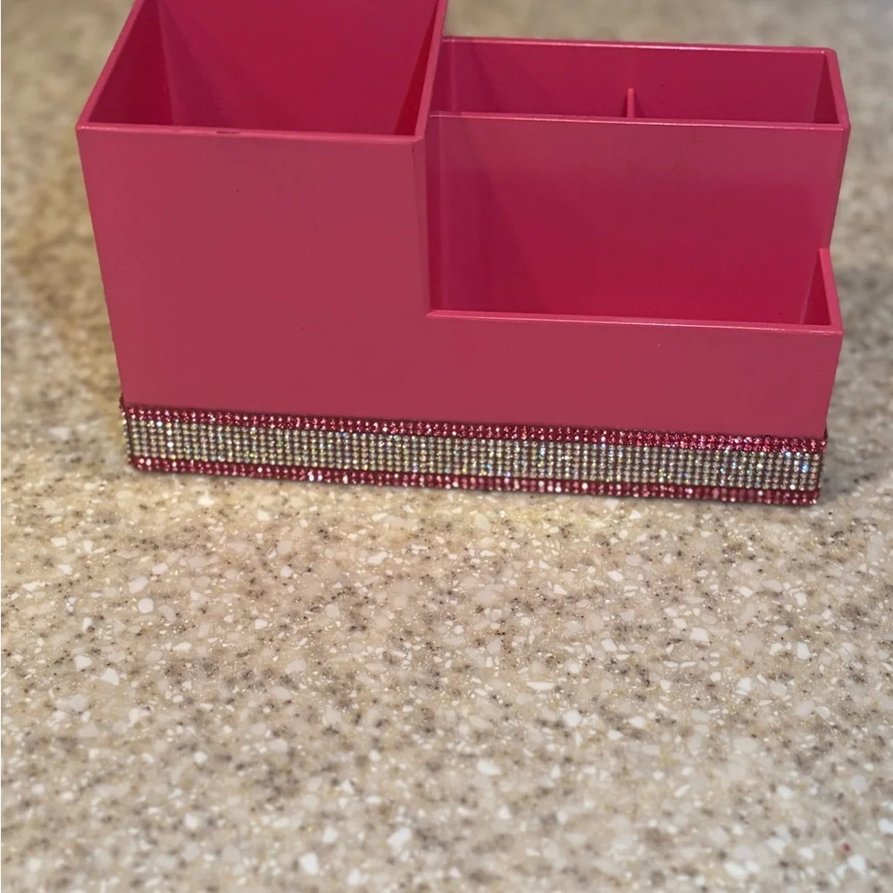 Pink Decorative Organizer with Rhinestone Trim!